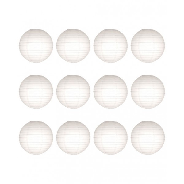 12" Paper Lanterns Round 'White' - Regular Wire Value Pack (12 pieces)